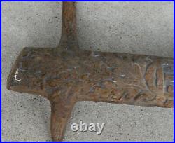Vintage Antique Pair of E 18 Round Oak Cast Iron Wood Stove Foot Rest Rails