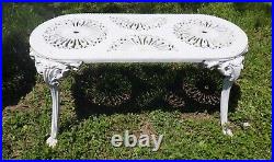Vintage Atlanta Stove Works Cast Iron White Patio Garden Outdoor Table Bench