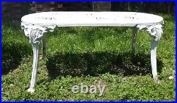 Vintage Atlanta Stove Works Cast Iron White Patio Garden Outdoor Table Bench
