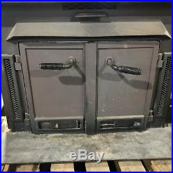 Vintage Buck Model 27000 Cast Iron Wood Stove Heat 2 Door Grate Inside CAN SHIP