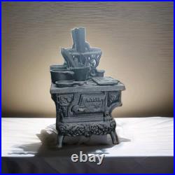 Vintage CRESCENT Cast Iron Salesman Sample Miniature Stove & Accessories