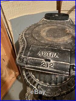 Vintage Cast Iron Aetna Stove Co Philadelphia, Pa. Pot Belly Stove #212 She-Shed