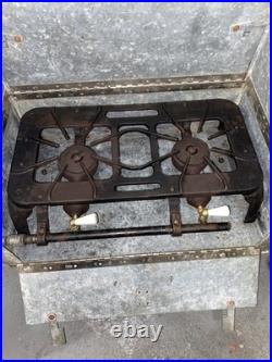 Vintage Cast Iron Camp Stove With Galvanized Case Rare