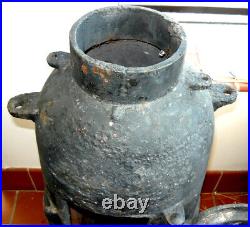 Vintage Cast Iron Pot Belly Railroad Terminal Coal Burning Stove Caboose