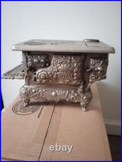 Vintage Cast Iron Royal Kenton Brand Toy Salesman Sample Stove Nickel Plate