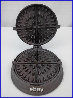 Vintage Cast Iron Waffle Maker Detroit Stove Works 1890's Size 7/8 Restored