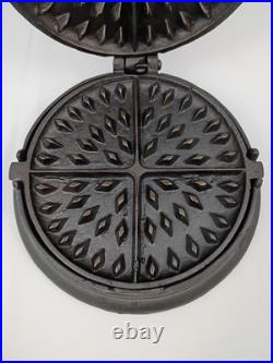 Vintage Cast Iron Waffle Maker Detroit Stove Works 1890's Size 7/8 Restored