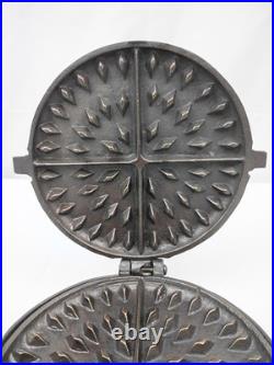 Vintage Cast Iron Waffle Maker Detroit Stove Works 1890's Size 7/8 Restored