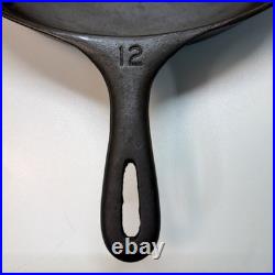 Vintage Cast Iron Wagner #12 Skillet No Logo Typewriter Font 14