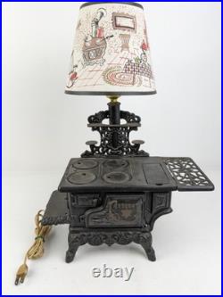Vintage Crescent Cast Iron Mini Stove Lamp Burner Covers Tested Worked Lampshade