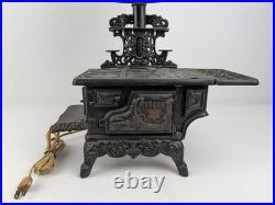 Vintage Crescent Cast Iron Mini Stove Lamp Burner Covers Tested Worked Lampshade