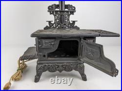 Vintage Crescent Cast Iron Mini Stove Lamp Burner Covers Tested Worked Lampshade
