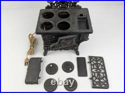 Vintage Crescent Cast Iron Mini Stove Lamp Burner Covers Tested Worked Lampshade