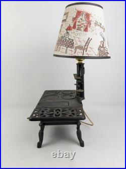 Vintage Crescent Cast Iron Mini Stove Lamp Burner Covers Tested Worked Lampshade