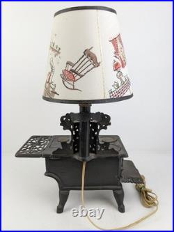 Vintage Crescent Cast Iron Mini Stove Lamp Burner Covers Tested Worked Lampshade