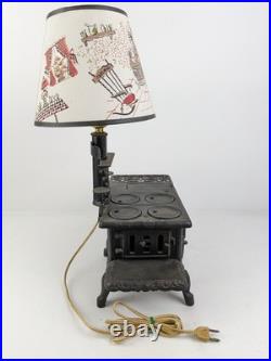 Vintage Crescent Cast Iron Mini Stove Lamp Burner Covers Tested Worked Lampshade