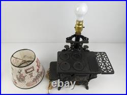 Vintage Crescent Cast Iron Mini Stove Lamp Burner Covers Tested Worked Lampshade