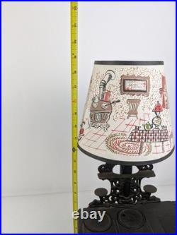 Vintage Crescent Cast Iron Mini Stove Lamp Burner Covers Tested Worked Lampshade