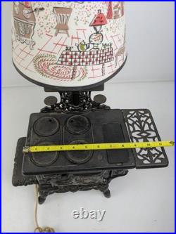 Vintage Crescent Cast Iron Mini Stove Lamp Burner Covers Tested Worked Lampshade