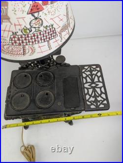 Vintage Crescent Cast Iron Mini Stove Lamp Burner Covers Tested Worked Lampshade