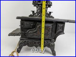 Vintage Crescent Cast Iron Mini Stove Lamp Burner Covers Tested Worked Lampshade