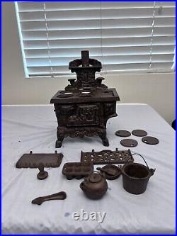 Vintage Crescent Cast Iron Miniature Mini Wood Coal Oven Stove