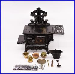 Vintage Crescent Cast Iron Miniature Stove & Accessories