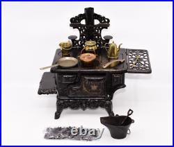 Vintage Crescent Cast Iron Miniature Stove & Accessories