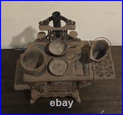 Vintage Crescent Cast Iron Salesman Sample Stove With Accessories Complete Set