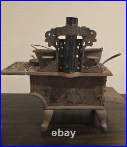 Vintage Crescent Cast Iron Salesman Sample Stove With Accessories Complete Set