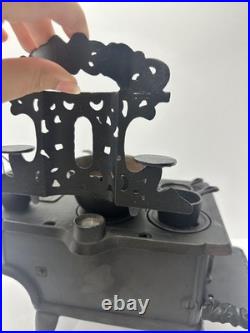 Vintage Crescent Cast Iron Toy Stove Miniature with Accessories Copper Chimney Vintage Crescent Cast Iron Toy Stove Miniature with Accessories Copper Chimney