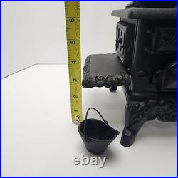 Vintage Crescent Cast Iron Toy Stove Miniature with Accessories Copper Chimney