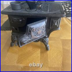 Vintage Crescent Mini Cast Iron Stove Toy Salesman Sampler With Accessories