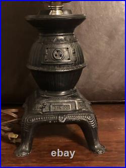 Vintage Currier and Ives Cast Iron Stove Electric lamp