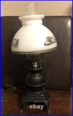 Vintage Currier and Ives Cast Iron Stove Electric lamp
