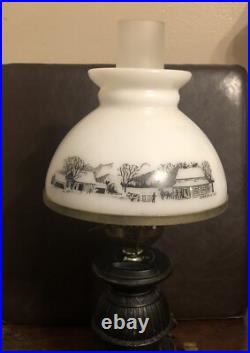 Vintage Currier and Ives Cast Iron Stove Electric lamp