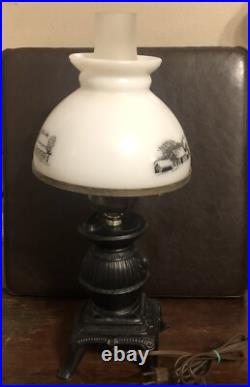 Vintage Currier and Ives Cast Iron Stove Electric lamp
