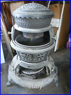Vintage Franklin Boyntons ornate cast iron Pot Belly Stove 35 x 24