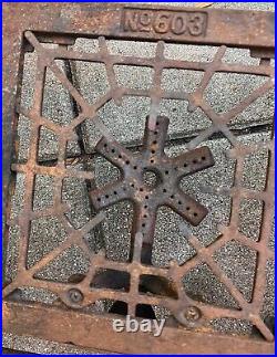Vintage GRISWOLD 603 CAST IRON 3 Burner Camp Stove RARE With Extra Parts