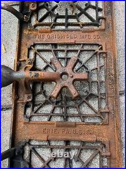 Vintage GRISWOLD 603 CAST IRON 3 Burner Camp Stove RARE With Extra Parts
