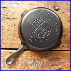 Vintage GRISWOLD Cast Iron SKILLET Frying Pan # 5 LARGE BLOCK LOGO Ironspoon