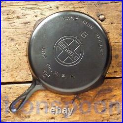 Vintage GRISWOLD Cast Iron SKILLET Frying Pan # 8 LARGE BLOCK LOGO Ironspoon