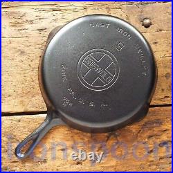 Vintage GRISWOLD Cast Iron SKILLET Frying Pan # 8 LARGE BLOCK LOGO Ironspoon