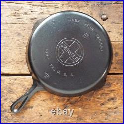 Vintage GRISWOLD Cast Iron SKILLET Frying Pan # 9 LARGE BLOCK LOGO Ironspoon