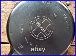 Vintage GRISWOLD Cast Iron SKILLET Frying Pan # 9 LARGE BLOCK LOGO Ironspoon