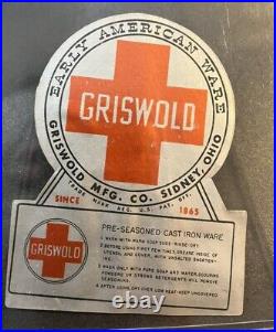Vintage Griswold 11 Cast Iron Griddle NOS With Original Sticker Read