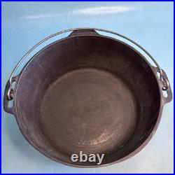 Vintage Hammered 10 Cast Iron Dutch Oven Unmarked with Lid