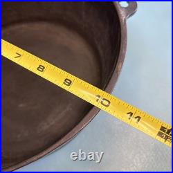 Vintage Hammered 10 Cast Iron Dutch Oven Unmarked with Lid