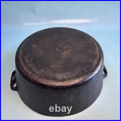 Vintage Hammered 10 Cast Iron Dutch Oven Unmarked with Lid