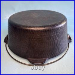 Vintage Hammered 10 Cast Iron Dutch Oven Unmarked with Lid